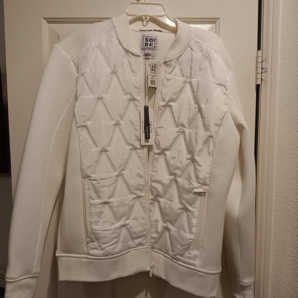 Men's SOBK White Quilted Zip Front Jacket